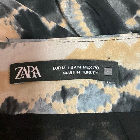 Zara Multicolor Printed Lightweight Tie Front High Slit Boho Midi Skirt Size M - Picture 7 of 8